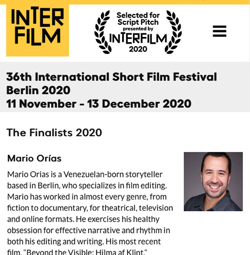 Interfilm finalists 2020 Mario Orias